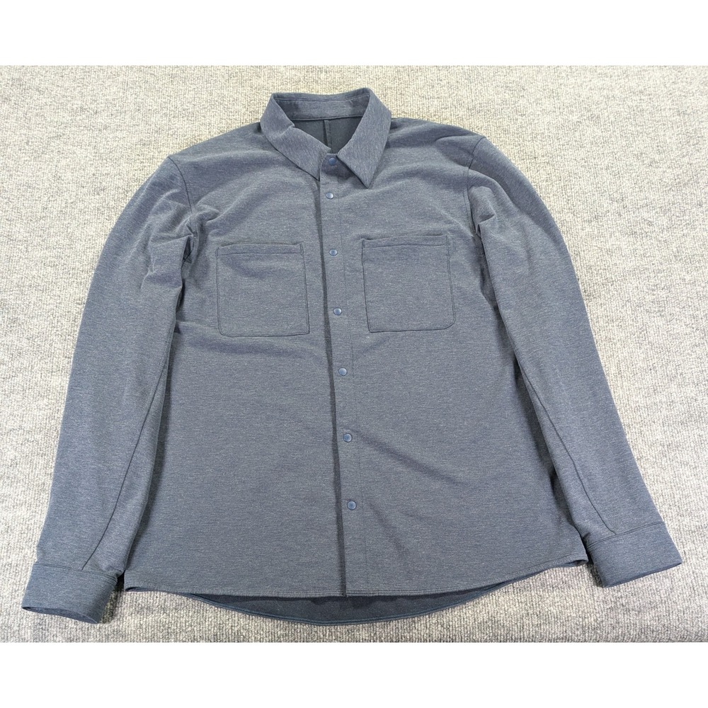 Lululemon Mens Compatibility Snap Front Shirt Jacket Navy Blue Size L